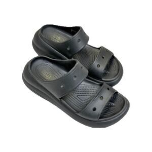 Crocs Classic Crush Sandals Sz 7 W 5 M Platform Black Two Strap Unisex